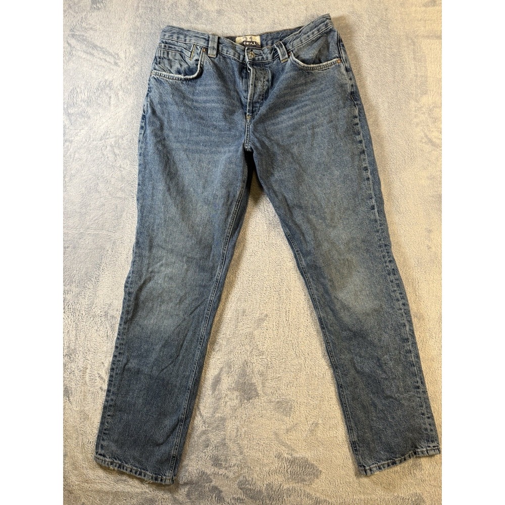 We The Free People CRVY Siren Low Rise Straight Jeans Blue Denim 31x31.5 #3150